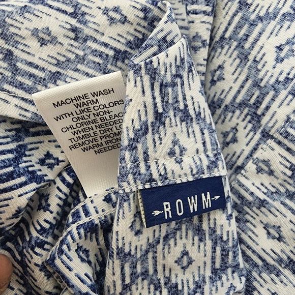 ROWM Big & Tall Mens Short Sleeved Collared Shirt Blue White NWT 2XT Cotton - Picture 6 of 8